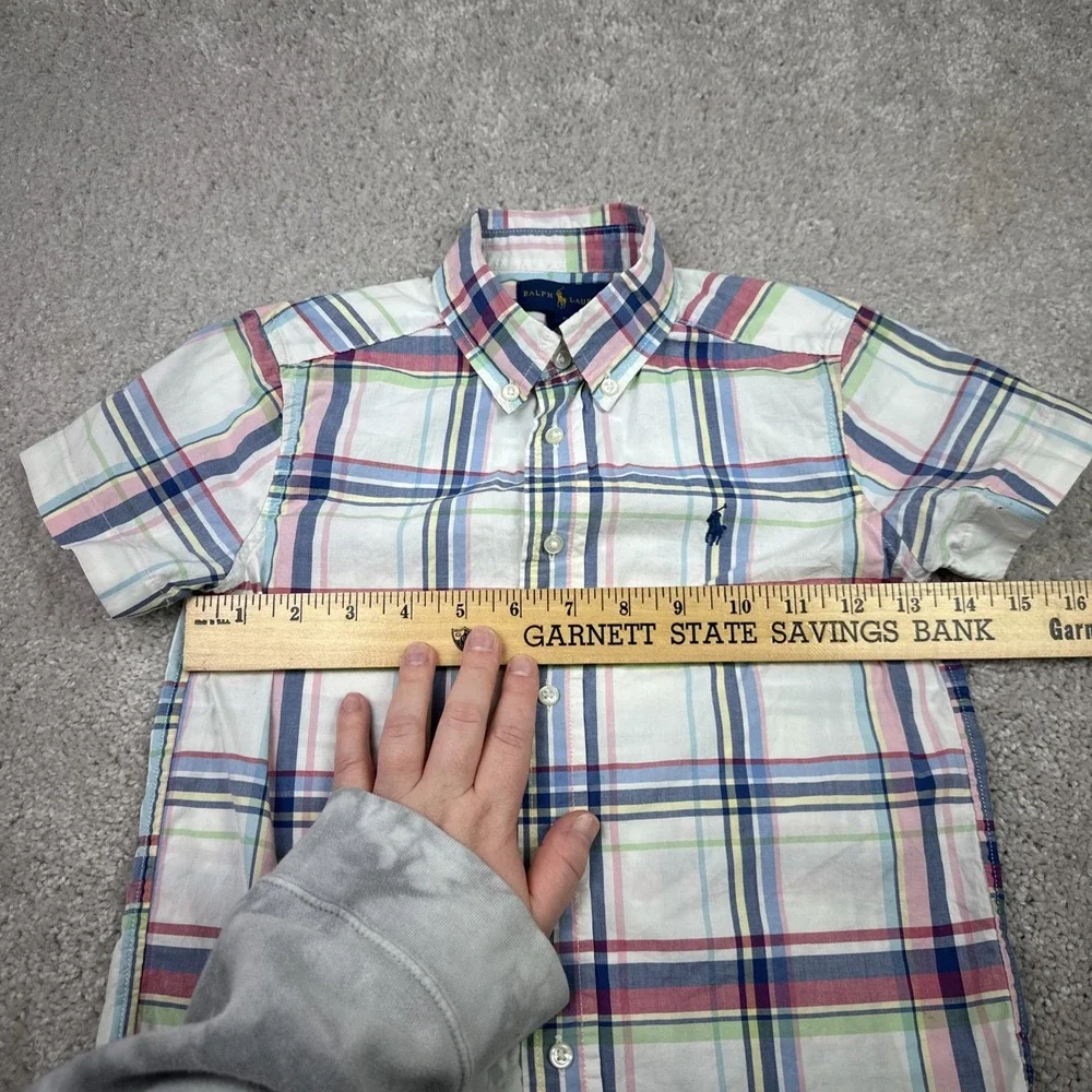 Ralph Lauren Shirt‎ Boys Size 5 Multicolor Plaid Short Sleeve Button Down